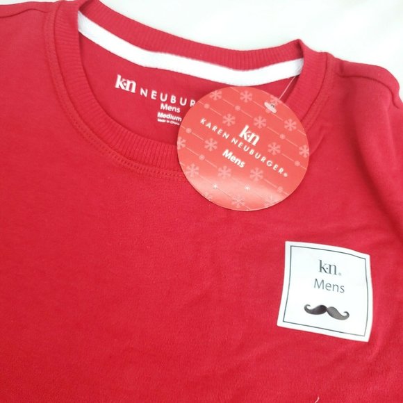 Karen Neuburger Mens Red White Short Sleeve T Shirt And Fleece Pajama Set Size M - Picture 3 of 12